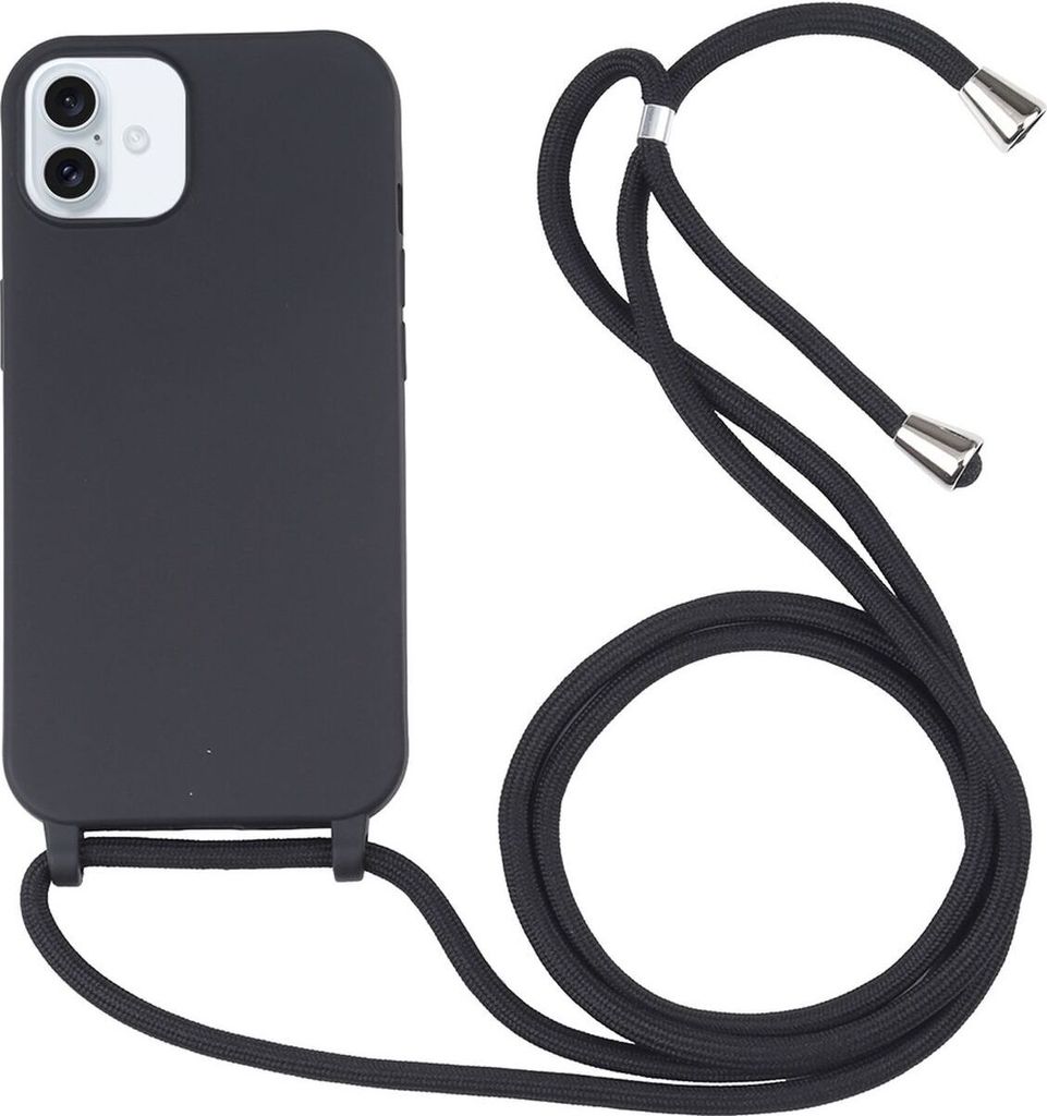 Mobigear Lanyard iPhone 16 Silikon Handykette - Schwarz