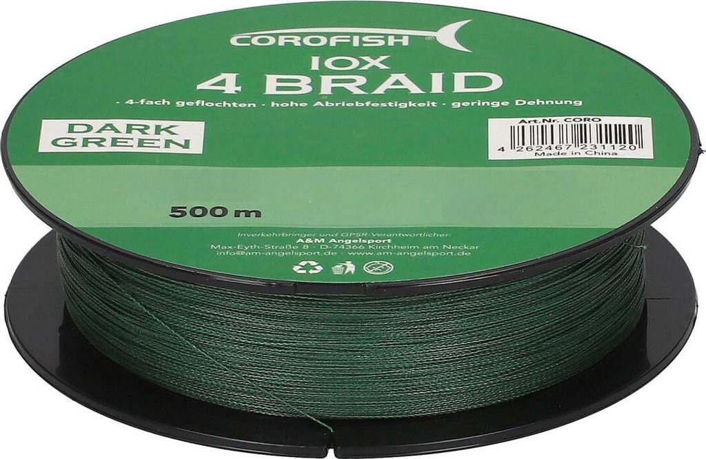 Corofish IOX 4 Braid 500m/0,18mm Darkgreen geflochtene Schnur