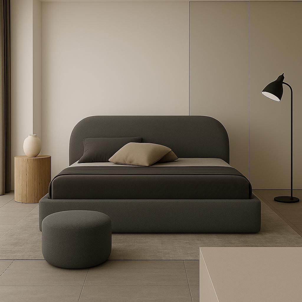 GUTTO Lit rembourré MOON gris 140x200 Sommier à lattes en Image du produit 