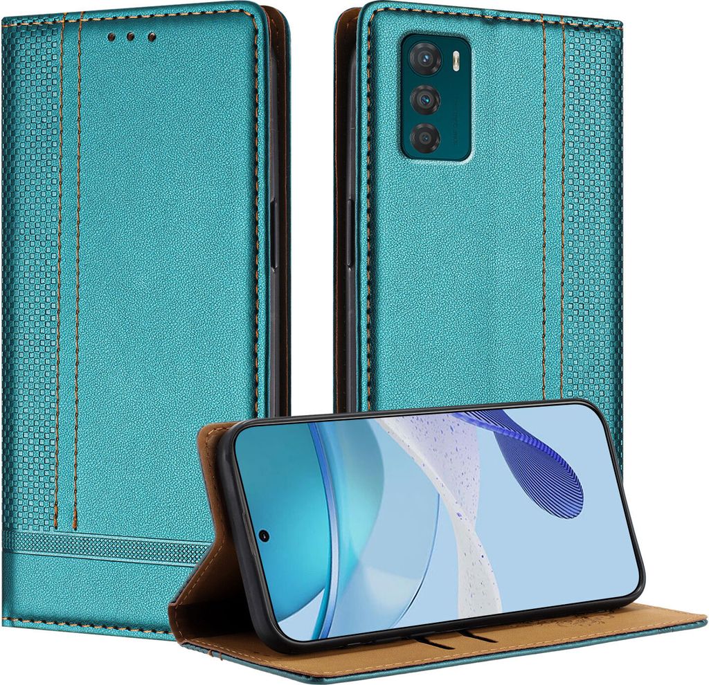 Handyhülle für Motorola Moto G42 Leder Flip Klappbare Schutzhülle mit Standfunktion Grün