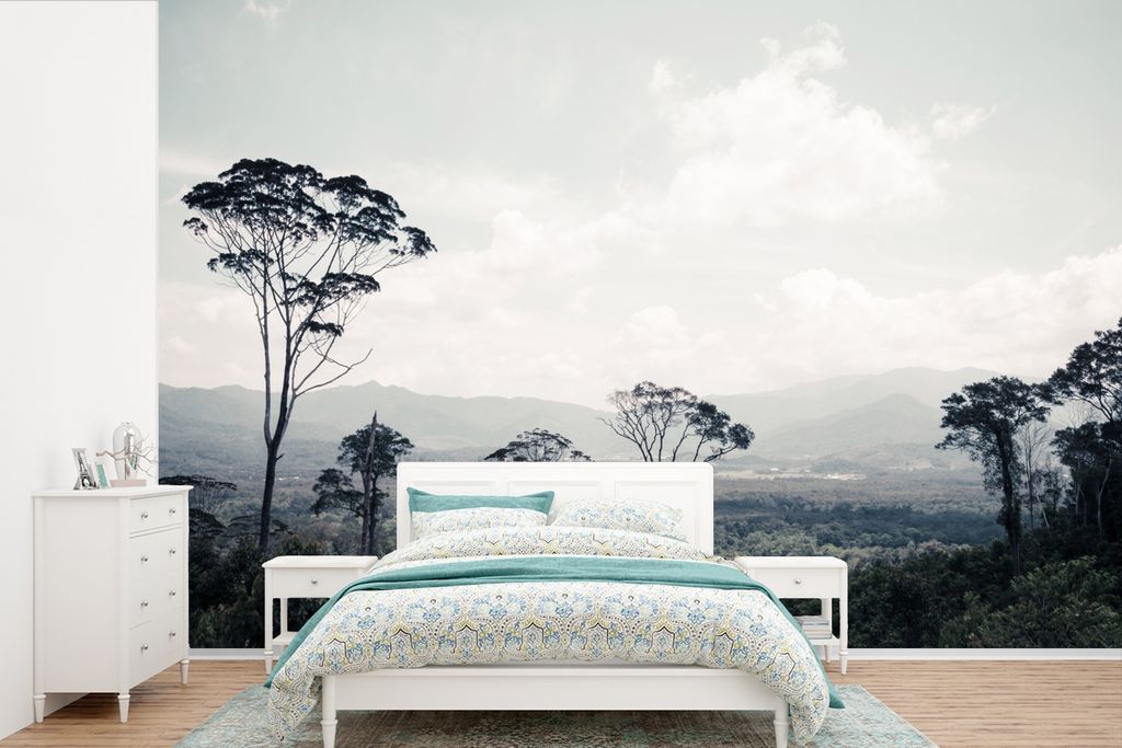 MuchoWow Fototapete für Wohnzimmer oder Schlafzimmer Wandtapete Vinyl Motivtapete Bäume - Luft - Natur - 390x260 cm - Papiertapete