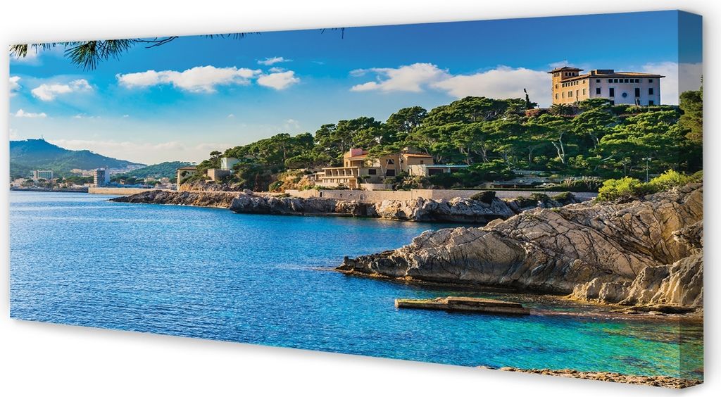 Leinwandbild 125x50 Wandkunst Spanien Meerküste Berge