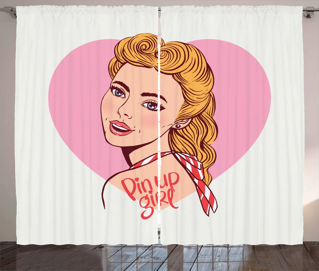 Tenda Lavabile Pin Up ABAKUHAUS 280x245cm | Stile Rustico e Colorato