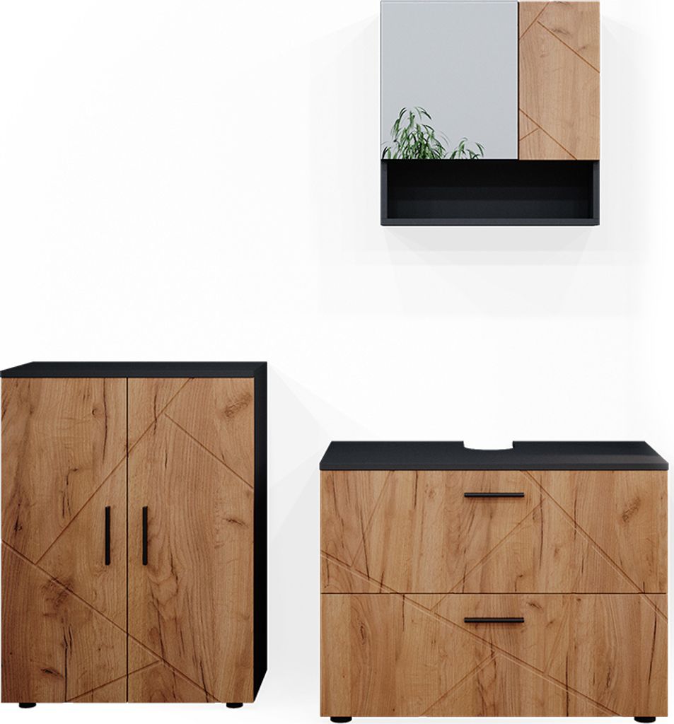 Set mobili bagno Vicco Irma Rovere dorato/antracite 3 Immagine del prodotto 