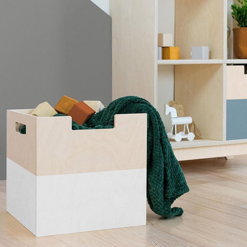 Aufbewahrungsbox aus Holz Modell 2 - mit Griffen - Weiß und Produktbild 