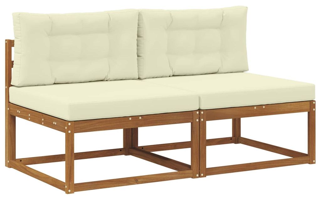 "SummerSchlussverkauf" Outdoor Mittelsofa moderner Stil - Relaxliege - or Mittelsofa - mit Kissen 2 Stück Natur Massivholz Akazie - Gartensofas NE...