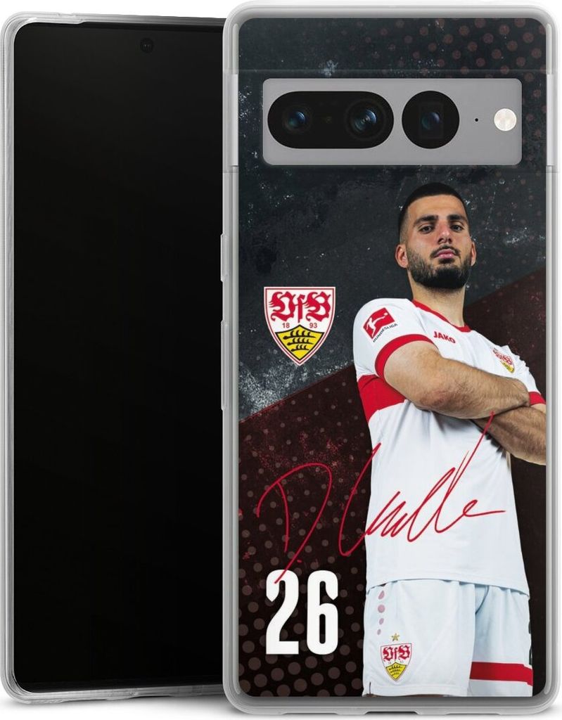 DeinDesign Slim Hülle für Google Pixel 7 Pro Silikon Case Ultra Dünn Handyhülle Offizielles Lizenzprodukt VfB Stuttgart Deniz Undav