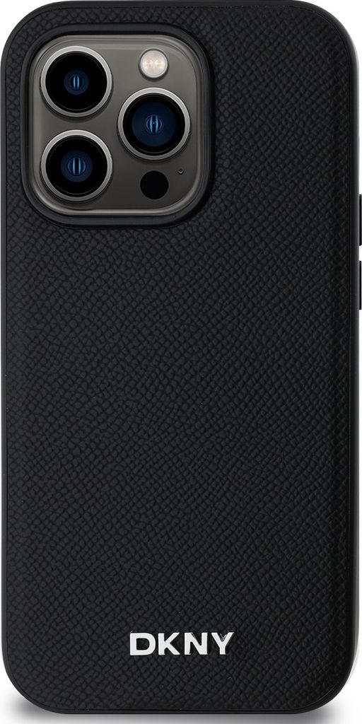 DKNY, MagSafe Schutzhülle Silver Metal Logo f. Apple iPhone 14 Pro Max, Schwarz