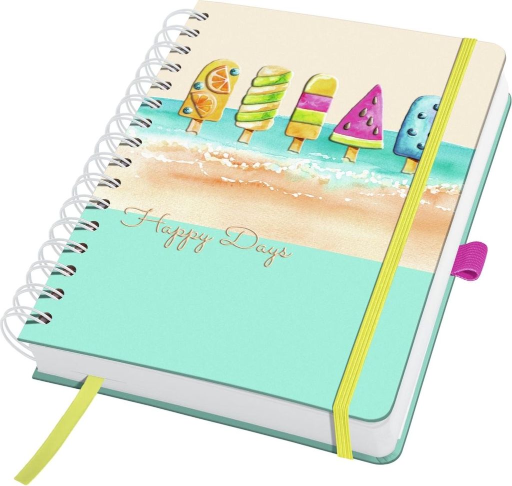 Spiral-Notizbuch Jolie Dot-Lineatur ca. A5 Summer Breeze 240 Seiten 120g Packung mit 2 Stück