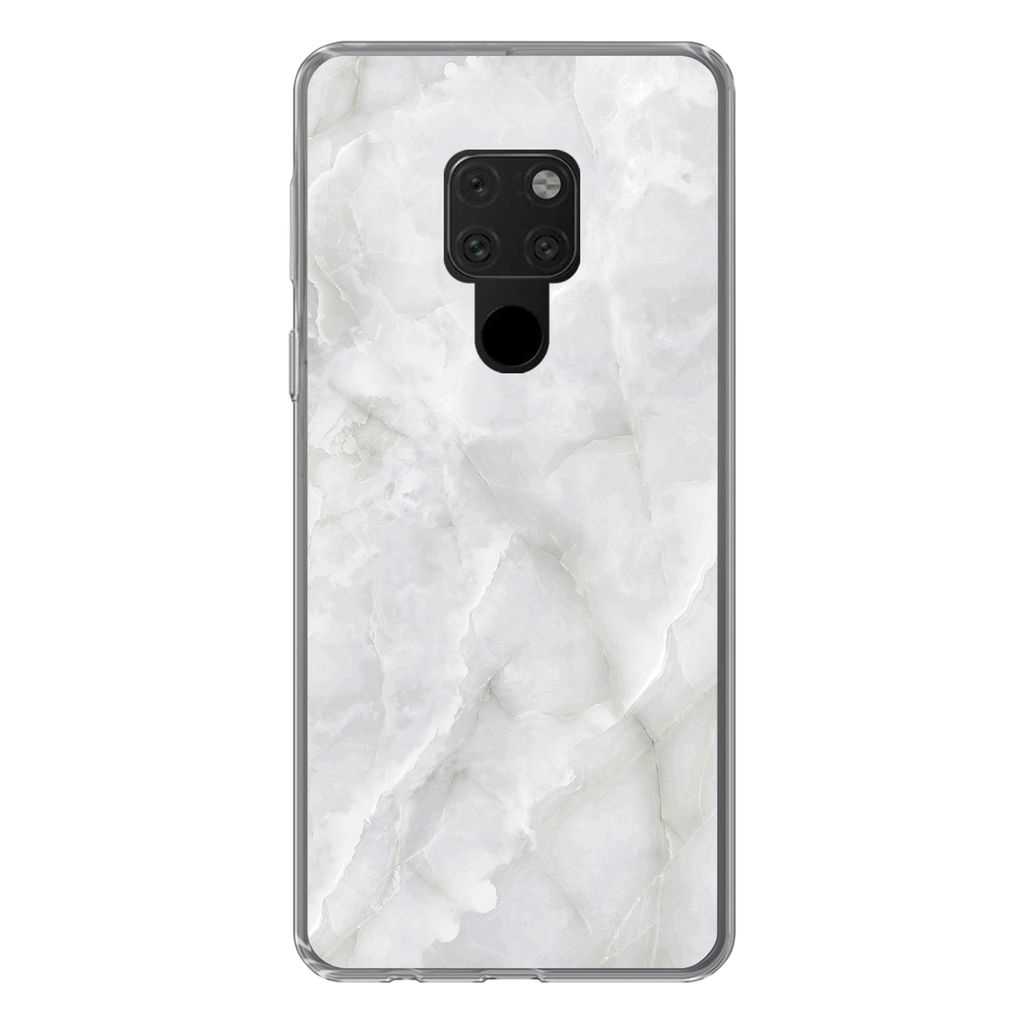 MuchoWow Handyhülle Schutzhülle Hülle für Huawei P40 Lite Marmor - Weiß - Muster - Stein - Marmoroptik Silikon Softcase Handy Hülle - Handy