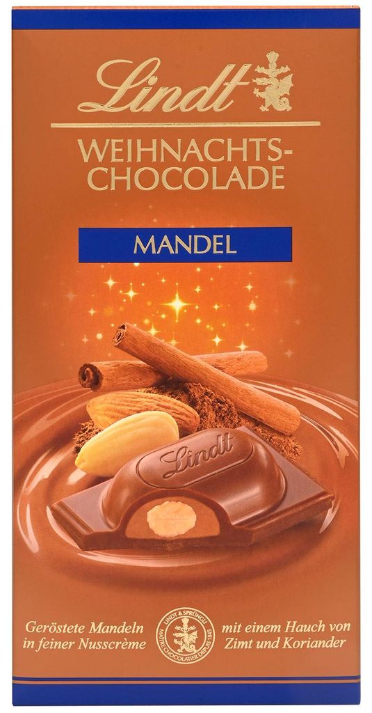 Lindt Weihnachts-Chocolade Mandel Tafel 100g Produktbild 