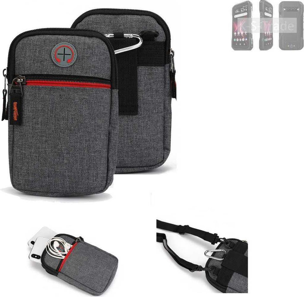 K-S-Trade Holster Gürteltasche kompatibel mit Kyocera DuraForce Pro 3 Handy Tasche Schutz Hülle grau Zusatzfächer 1x