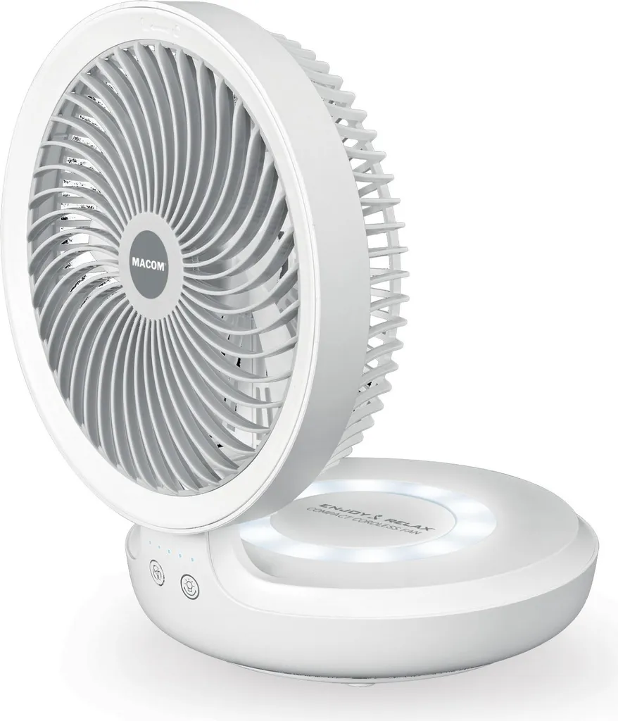 Ventilateur de Bureau Rechargeable Oscillant Blanc 19 cm Multi-Vitesses