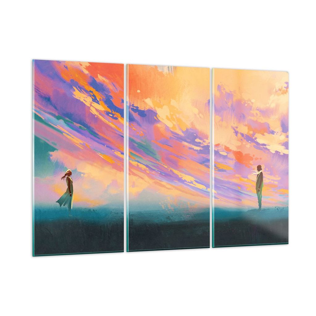 Bilder auf glas - Menschen Wiese Natur - 105x70cm - Glasbilder - Wandbilder - Kunstdruck - zum Aufhängen bereit - Wanddekoration aus Glas - Glas B...