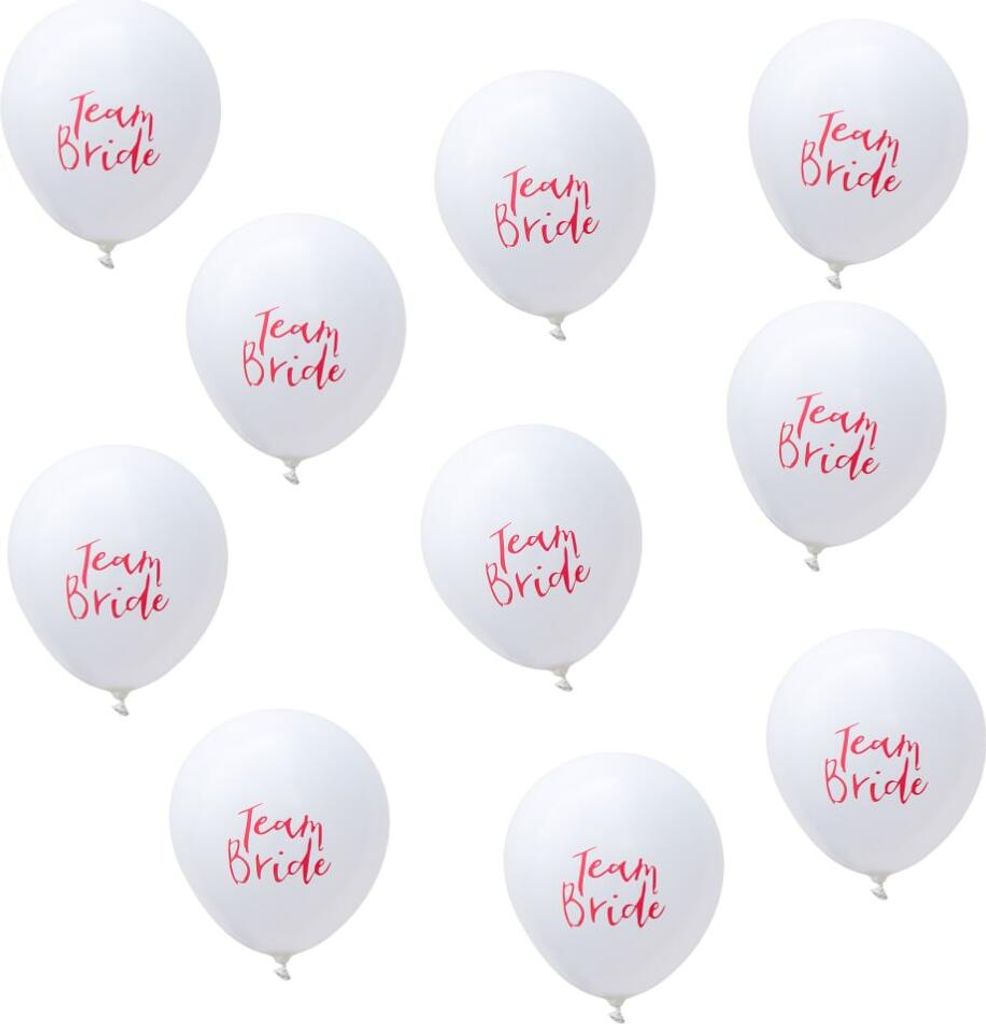 Oblique Unique 10x Luftballons Team Bride JGA Junggesellinnenabschied Deko - weiß