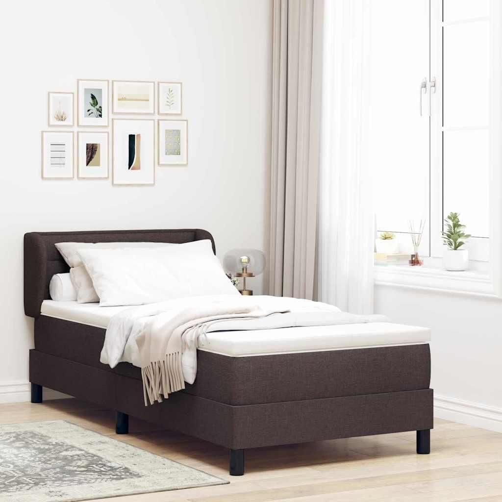Möbel Boxspringbett mit Matratze Dunkelbraun 80 x 200 cm Stoff - Klassische Betten 3339929