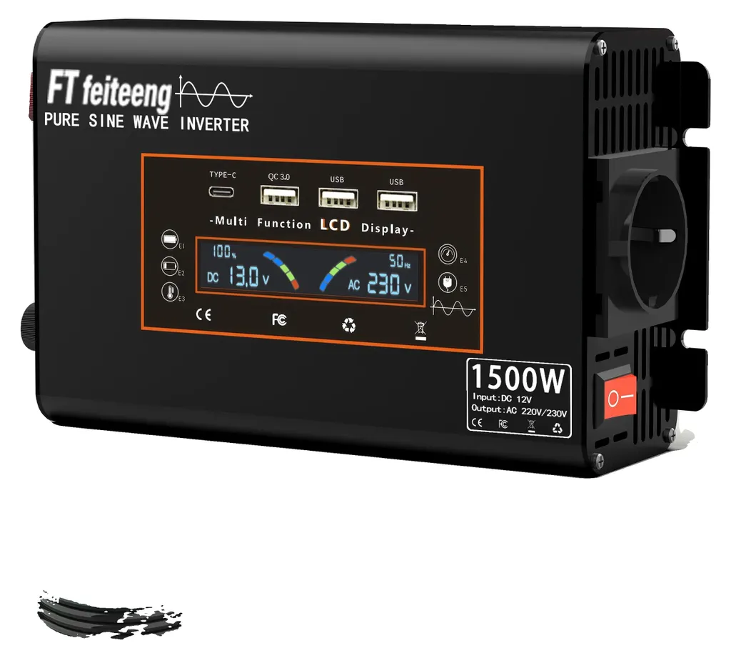 Onduleur 1500W onde pure sinus pour camping-car, site isolé et van