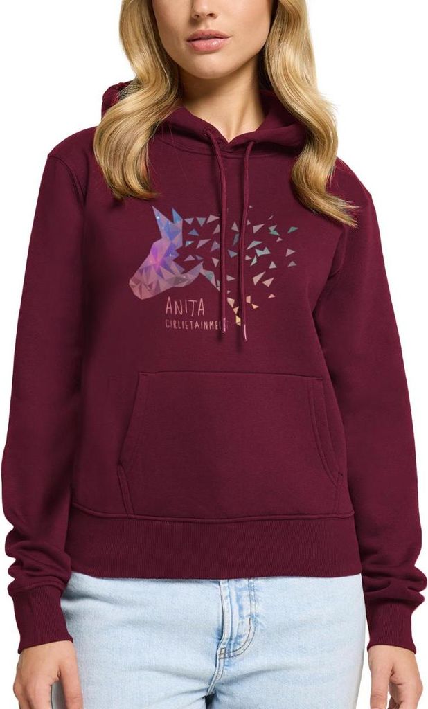 Spreadshirt Anita Girlietainment Low Poly Galaxy Design Damen Premium Hoodie, L, Burgunderrot
