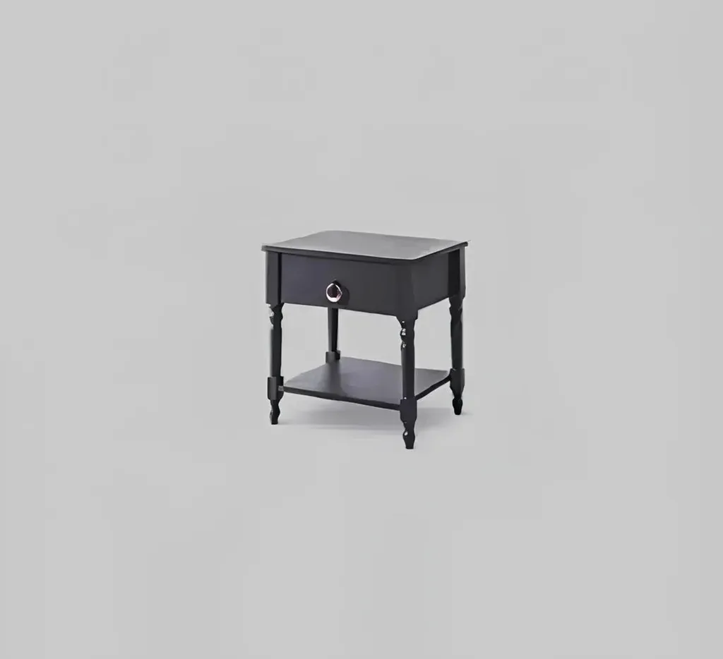 Table de chevet design bois et gris 40x45cm avec tiroirs de rangement