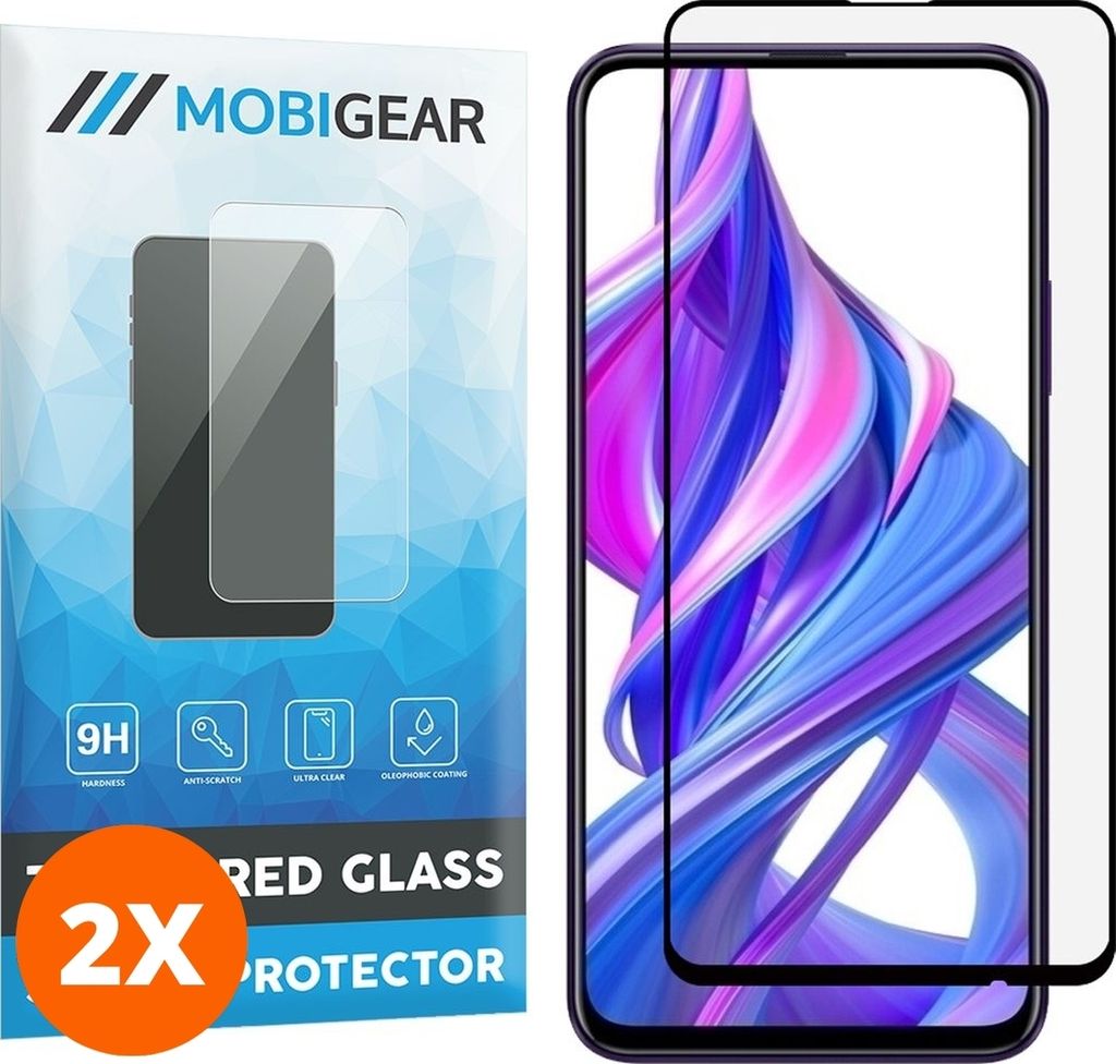 Mobigear Premium 4.99 HONOR 9X Pro Panzerglas Gehärtetes Glas Displayschutz - Hüllenfreundlich - Schwarz (2er Pack)