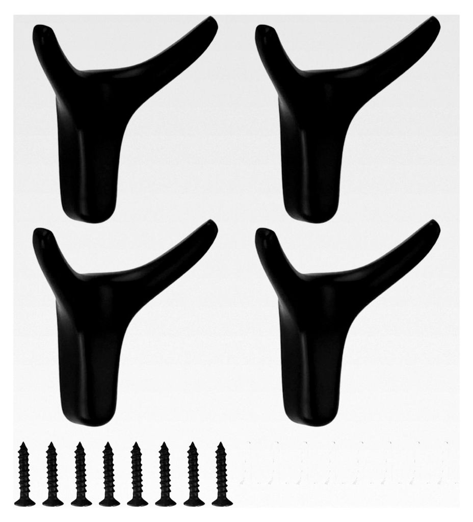 4 Stück Doppelte Wandhaken, Garderobenhaken zur Wandmontage, Kleiderhaken aus Zinklegierung, Handtuchhaken für Badezimmer, Küche und Büro mit S...