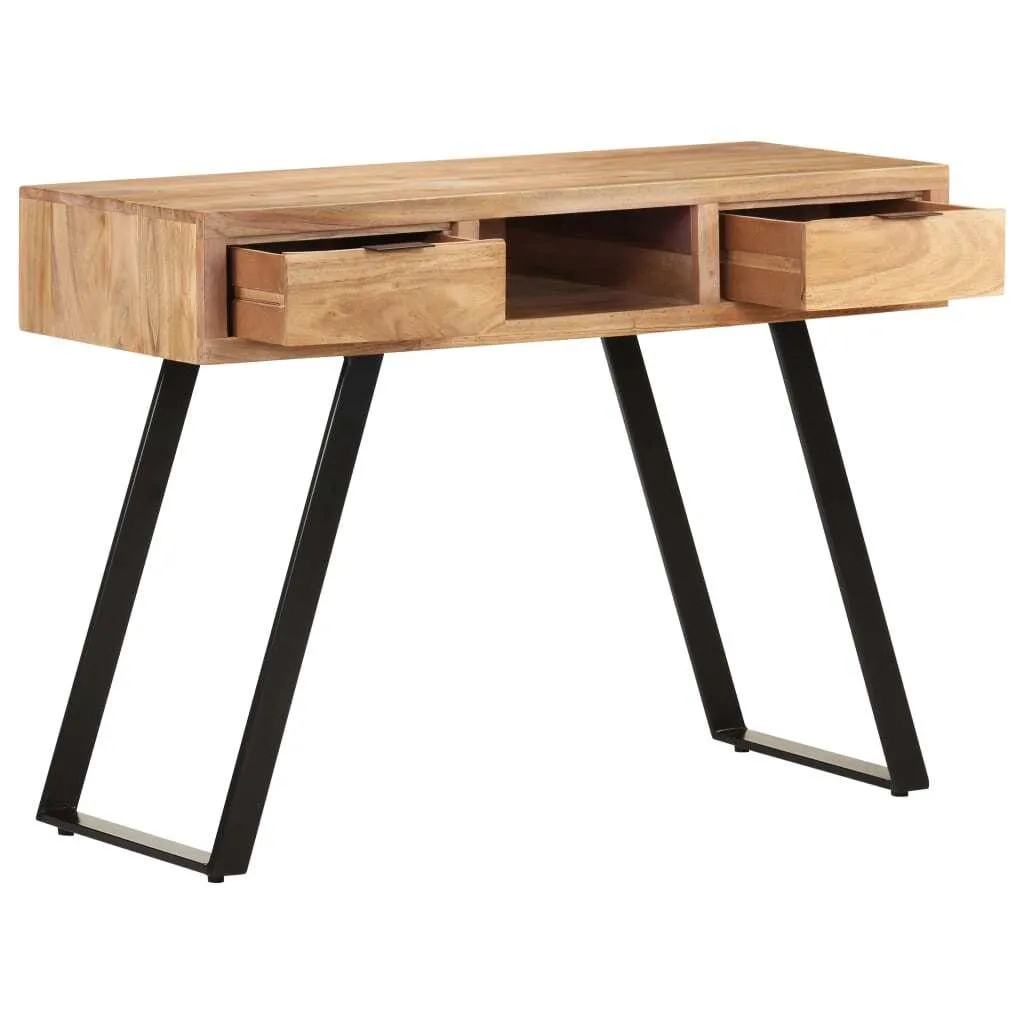 Petit Bureau Télétravail en Acacia 107x45x79 cm pour Salon ou Chambre