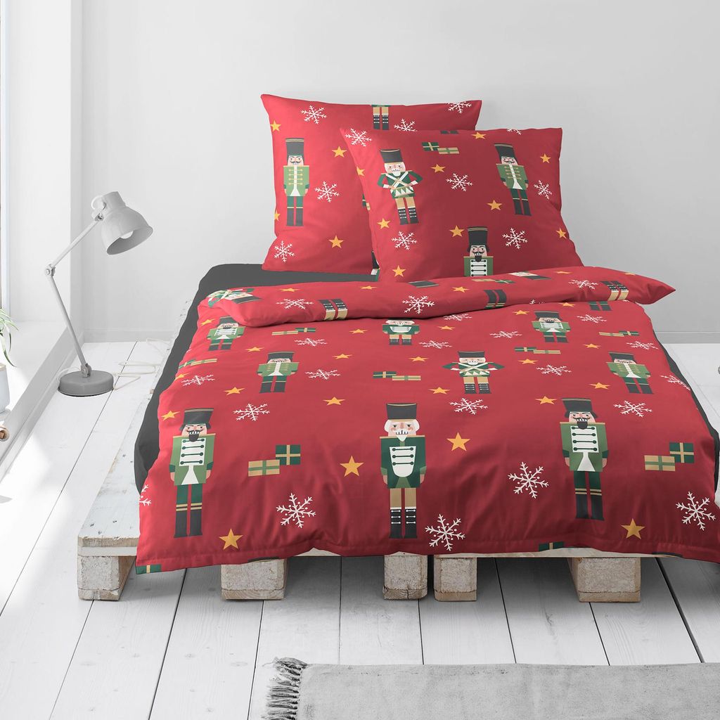 Bettwäsche Bierbaum Biber 4207-60 rot Nussknacker 135x200 Produktbild 