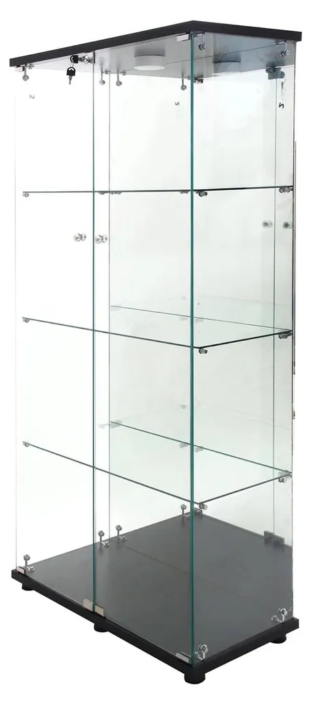 Vitrine design en verre et métal noir - Modèle B - Grand format 163cm
