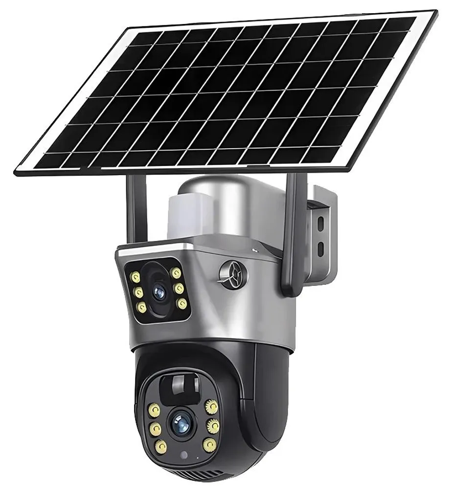 Caméra Solaire Wi-Fi Double Objectif avec Carte SD 32 Go - Modèle Pro