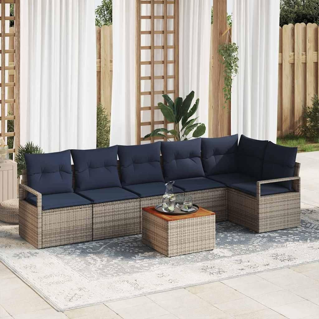 Maison Exclusive - Gartensofa-set mit Kissen 7 pcs Grau Poly-Rattan