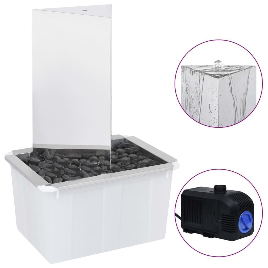 vidaXL Gartenbrunnen mit Pumpe Edelstahl 76 cm Dreieckig Produktbild 