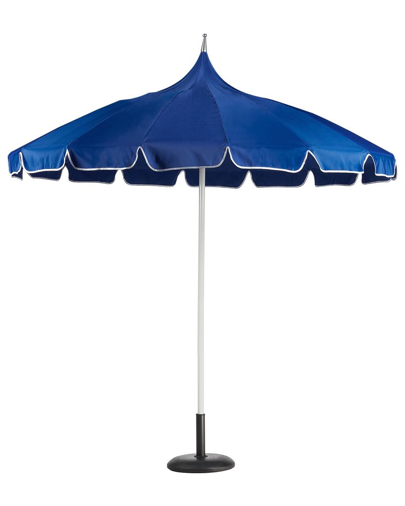 BELIANI Sonnenschirm Blau 245 cm Rund mit Aluminium Stange Weiß Marktschirm für Balkon Terrasse Garten