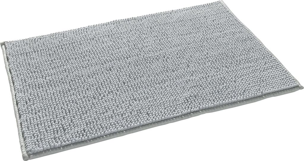 Badematte - 50 x 80 cm - Silbergrau - waschbar - mit Anti-Rutsch-Beschichtung
