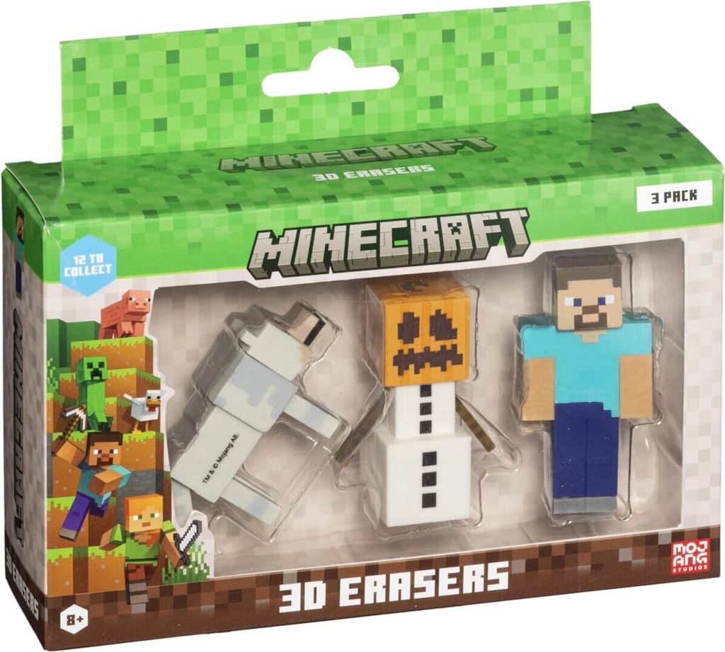 P.M.I Kids World MINECRAFT 3D ERASERS - 3 PACK VER.B