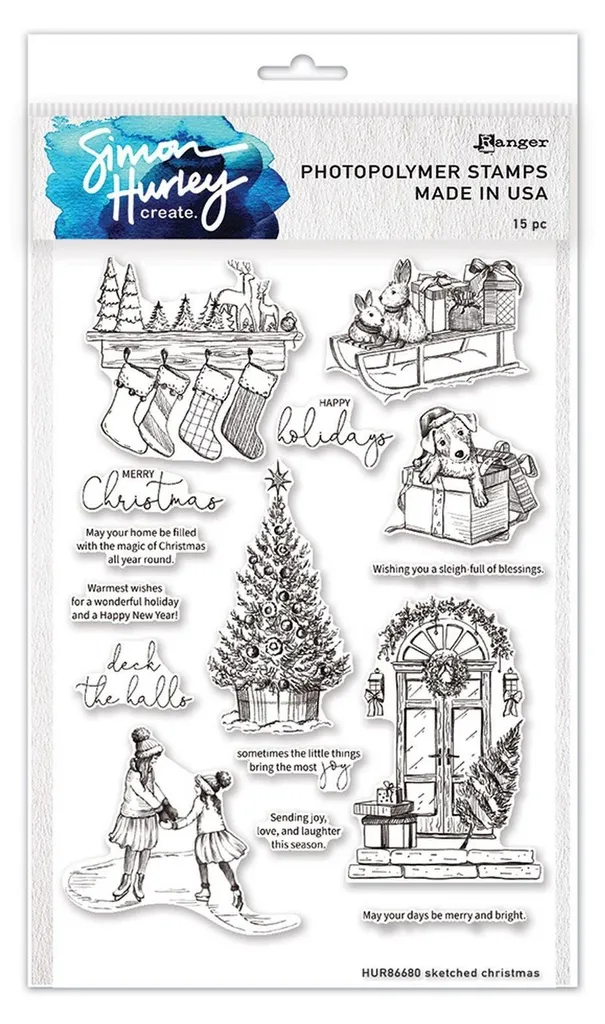 Tampon scrapbooking transparent Sketched Christmas Ranger de Noël