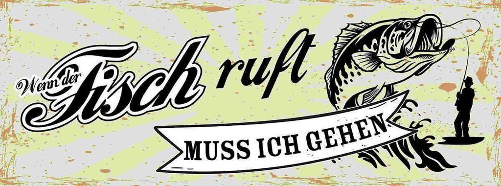 vianmo Holzschild 10x27 cm wenn Fisch ruft muss ich gehen Dekoration