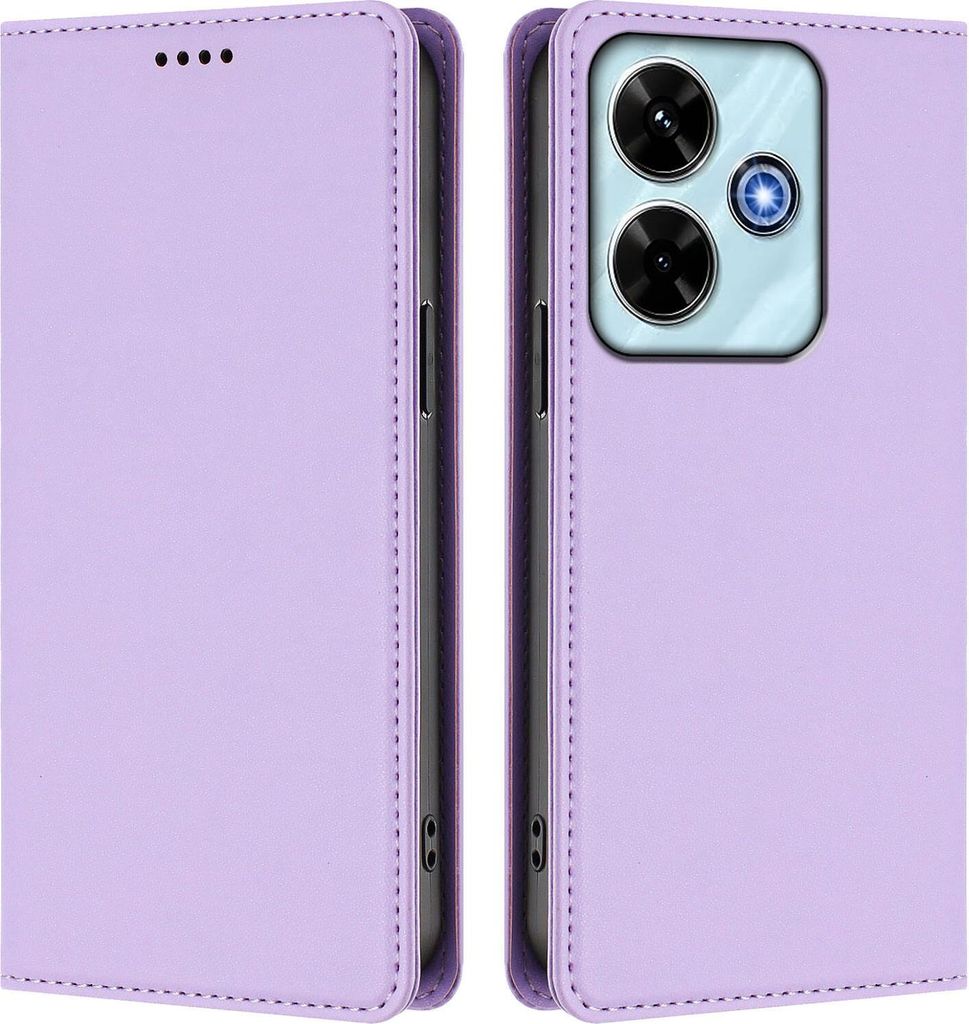 Handyhülle für Xiaomi Redmi 13 4G, Kunstleder Klapphülle Stoßfeste Magnetische Hülle mit Ständer Violett