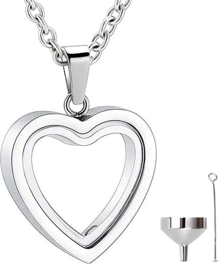 Luxe Aschenbecher-Halskette mit 55 cm Kette für Asche, Haare oder Parfum – Gedenkschmuck inkl. Asfüllhilfe und Aufbewahrungstasche