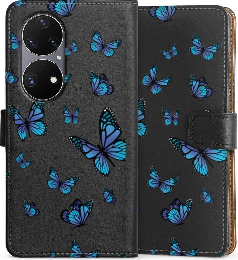 DeinDesign Klapphülle für Huawei P50 Pro Handytasche Lederhülle Tasche Muster Schmetterling transparent