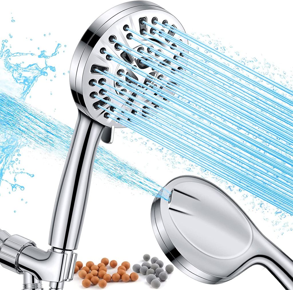 Eolax Duschkopf Mit Filter 15cm - 20-stufige Filterung Gegen Hartes Wasser Chrom