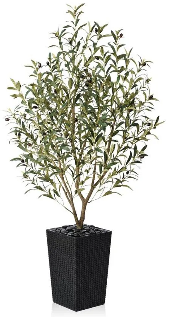 Plante artificielle olivier 150 cm déco avec son pot lesté noir moderne