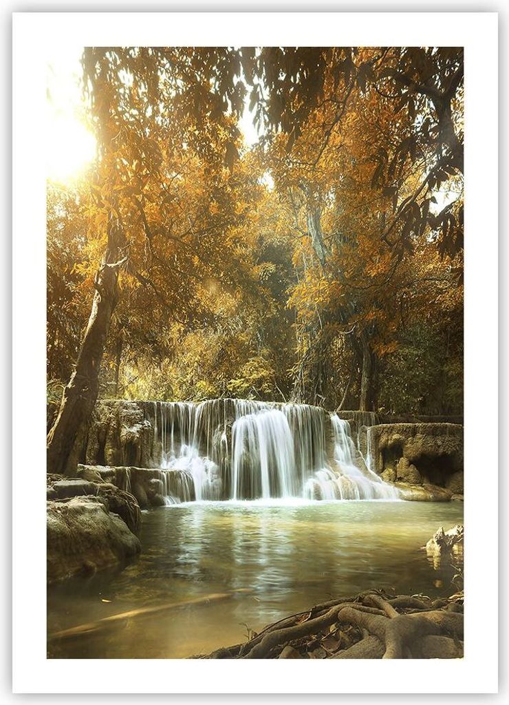 Poster - Poster ohne Rahmen - Park Wasserfall Wasser - 50x70 cm - Wand Bild - Wanddeko - Wandbilder - Kunstposter - Wandposter - Bilder - Kunstdruc...