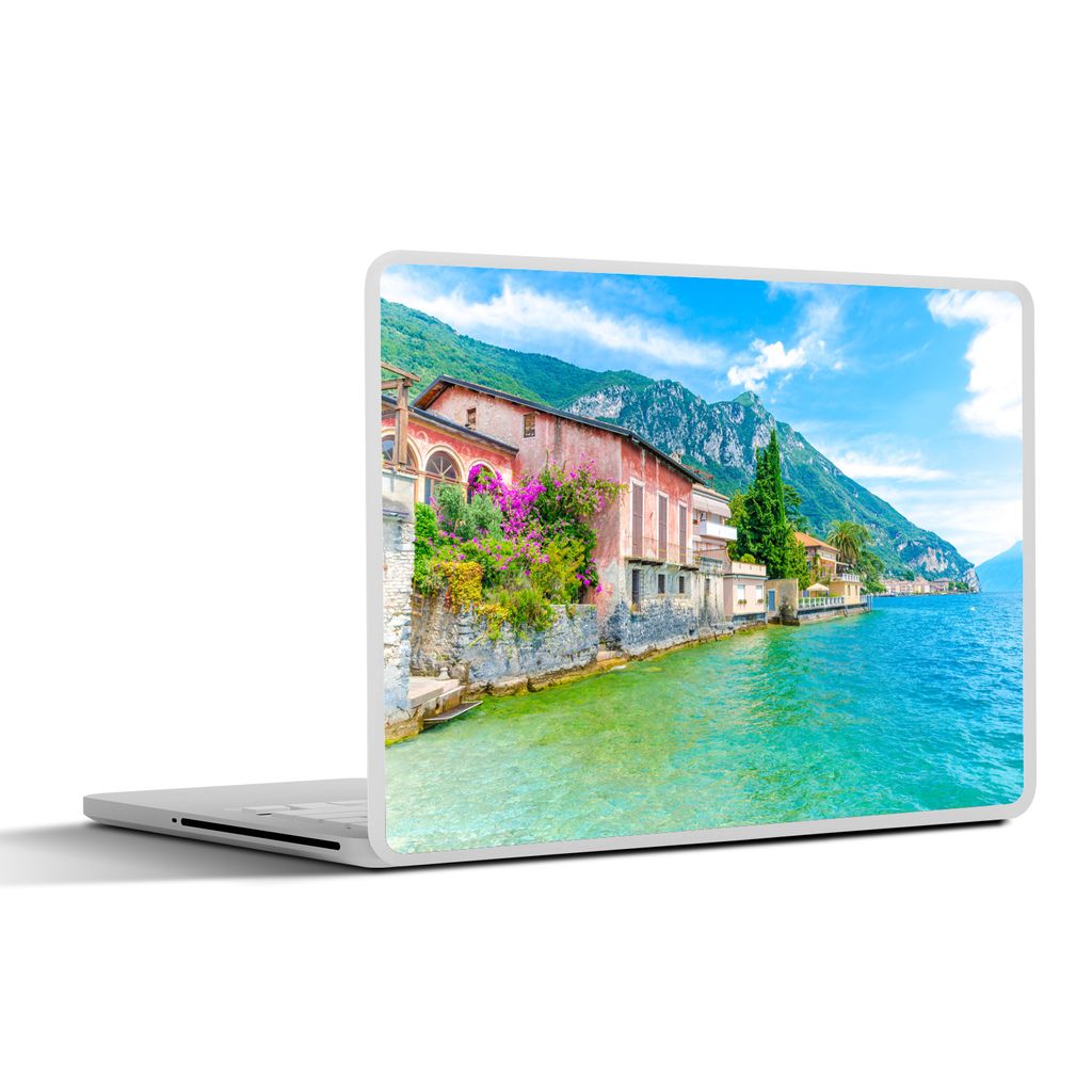 MuchoWow Laptop Aufkleber Sticker Cover Gardasee - Haus - Blau 36.5x27.5 cm - Laptop-Sticker