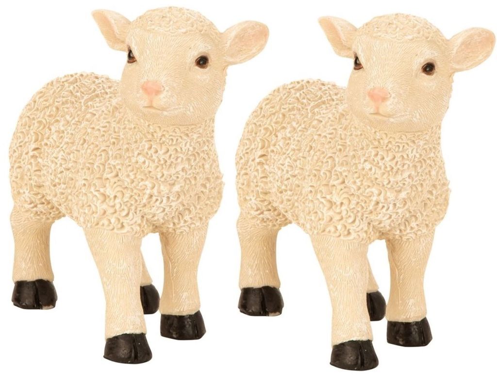 2 Stück Lamm Lammfiguren Lämmer 19cm Frühling Garten Dekoration Osterdeko