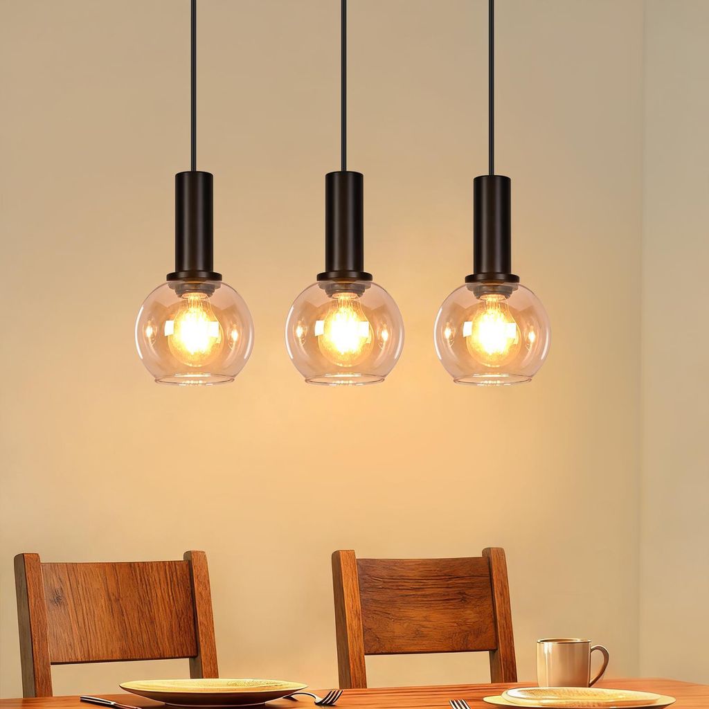 ZMH Hängelampe Esstisch Pendelleuchte 3 Flammig Hängeleuchte Vintage Esszimmerlampe Glas Gold Esszimmerlampe Retro E27 Pendellampe Höhenverstellbar