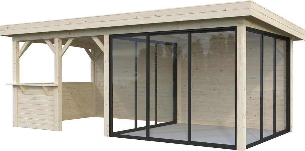 Palmako Gartenhaus Connect Lenna 16,6 m² Set 408 Slide naturbelassen