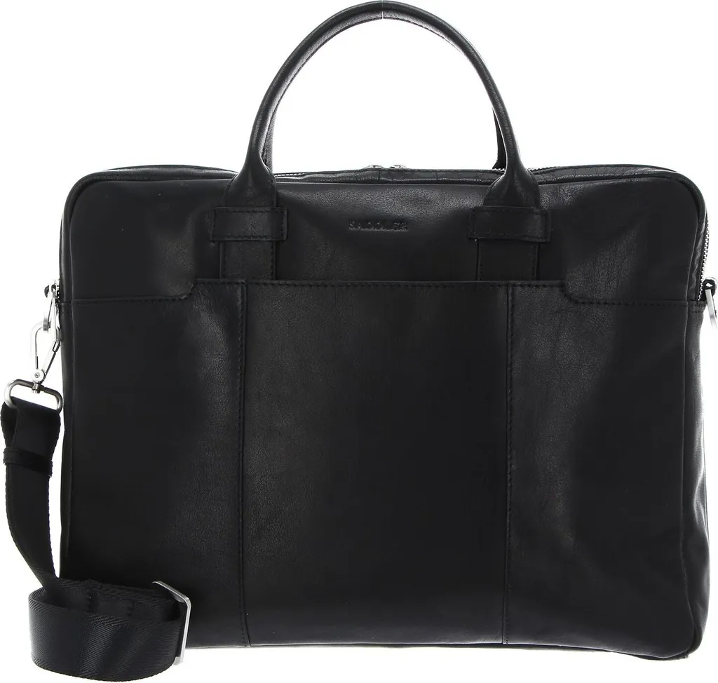 Mallette Ordinateur Vadstena SADDLER Cuir Noir avec Bandoulière Ajustable