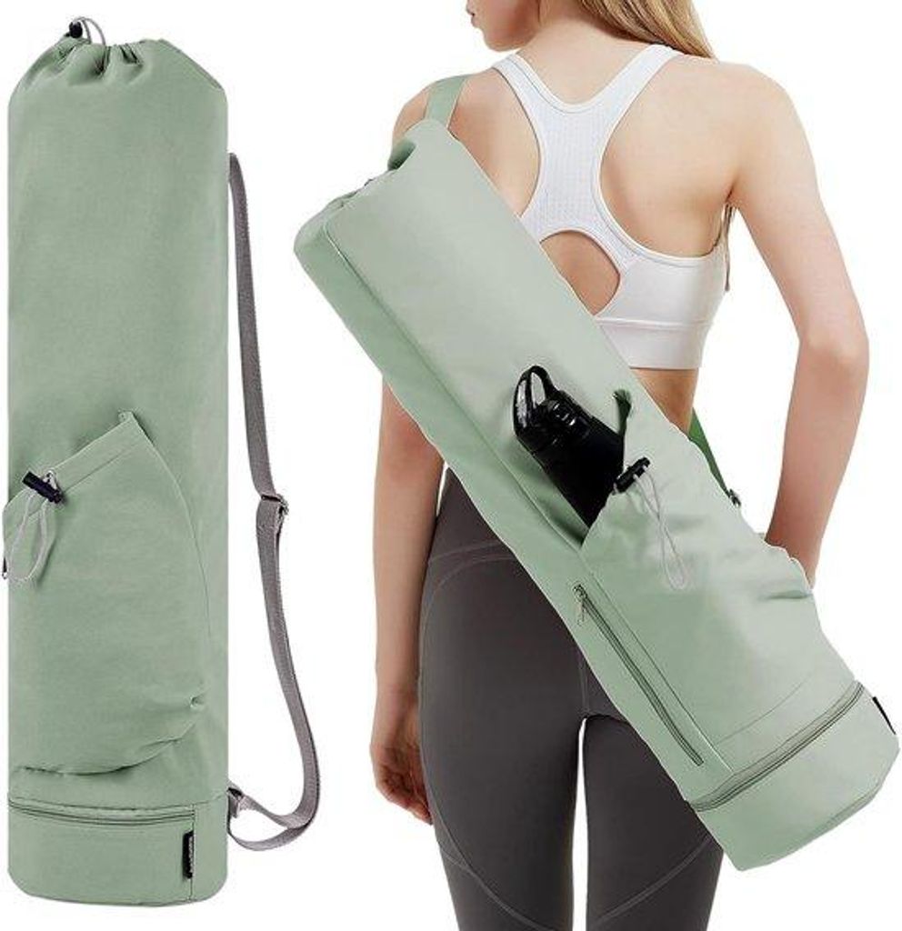 Yogamat-Tas mit Sitzpolster und Näschtasche - Multifunktions-Rucksack für Yogamat und Sportausrüstung - schwarz