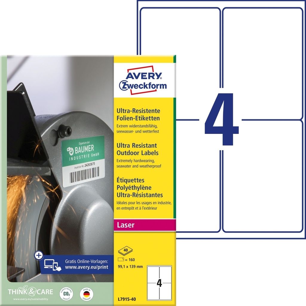 Ultraresistente Etiketten 99,1x139 mm weiß VE=5x120 Stück