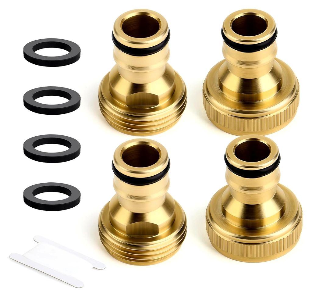 4 Stück 3/4" GHT Gewinde Messing Schnellverbinder für Gartenschläuche